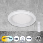 GloboStar® MELINA 61041 Πλαφονιέρα Οροφής Κύκλος LED CCT 55W 6376lm 120° AC 220-240V - Εναλλαγή Φωτισμού μέσω Τηλεχειριστηρίου All In One Ψυχρό Λευκό 6000k+Φυσικό Λευκό 4500k+Θερμό Λευκό 2700k Dimmable Φ48cm - Λευκό - 3 Years Warranty