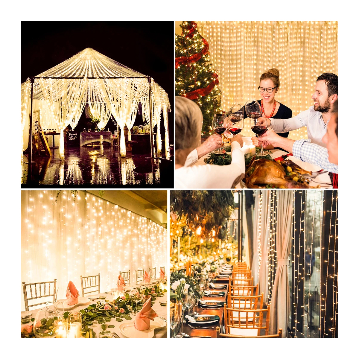 85830 Διακοσμητική Κουρτίνα 6 x 3 Μέτρα με Controller 8 Προγραμμάτων Εναλλαγών Φωτισμού - Επεκτεινόμενη 600 LED 6W AC 230V με Διάφανο Καλώδιο & Πρίζα Schuko Αδιάβροχη IP44 Θερμό Λευκό 3000K Μ6 x Υ3m - Image 6