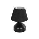 GloboStar® PYRAMID 204-0058 Μοντέρνο Eπιτραπέζιο Φωτιστικό Μονόφωτο 1 x E27 IP20 Μαύρο Μέταλλο με Μαύρο Ύφασμα - Μ22 x Π22 x Υ30cm