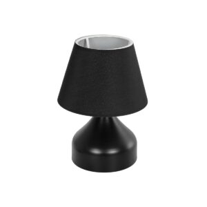 GloboStar® PYRAMID 204-0058 Μοντέρνο Eπιτραπέζιο Φωτιστικό Μονόφωτο 1 x E27 IP20 Μαύρο Μέταλλο με Μαύρο Ύφασμα - Μ22 x Π22 x Υ30cm