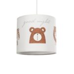GloboStar® BEAR 204-0021 Παιδικό Κρεμαστό Φωτιστικό Φιγούρα Μονόφωτο 1 x E27 IP20 Λευκό Ύφασμα - Μ24 x Π24 x Υ70cm