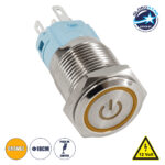 GloboStar® 70789 LED Φωτιζόμενος Διακόπτης Χωνευτός - Μπουτόν PUSH On Ανοξείδωτος DC 12V με Angel Eye Αδιάβροχο Φ18mm IP67 Πορτοκαλί - Image 3
