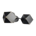 GloboStar® WELLES 00795 Μοντέρνο Επιτοίχιο Φωτιστικό Απλίκα Δίφωτο 2 x E27 IP20 Μαύρο & Χρυσό Μέταλλο - Μ52 x Π21 x Υ17cm