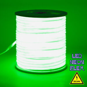 GloboStar® 70584 TUBE 360° Degree Neon Flex Epistar LED SMD 2835 1m 12W/m 120LED/m 1212lm/m 360° DC 24V Αδιάβροχη IP68 Πράσινο Dimmable
