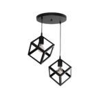 GloboStar® DISE 201-0050 Μοντέρνο Κρεμαστό Φωτιστικό Κύβος Δίφωτο 2 x E27 IP20 Μαύρο Μέταλλο - Μ30 x Π30 x Υ70cm