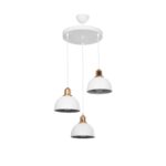 GloboStar® ΗUT 203-0148 Vintage Κρεμαστό Φωτιστικό Καμπάνα Τρίφωτο 3 x E27 IP20 Λευκό με Χρυσό Πλαστικό - Μ40 x Π40 x Υ76cm