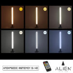 GloboStar® ALIEN-DIVA-BLACK-50-10 ALIEN Design DIVA Μοντέρνο Minimal Nordic Μεταλλικό Φωτιστικό Επιτραπέζιο - Πορτατίφ - Λαμπατέρ Μαύρο LED 10W 1500lm με Ασύρματο Χειριστήριο RF & Dimmer IP20 CCT Θερμό 2700 K έως Ψυχρό 6000K Μ3 x Π1.6 x Υ50cm - Image 2