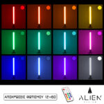 GloboStar® ALIEN-DIVA-BLACK-50-11 ALIEN Design DIVA Μοντέρνο Minimal Nordic Μεταλλικό Φωτιστικό Επιτραπέζιο - Πορτατίφ - Λαμπατέρ Μαύρο LED 10W 1500lm με Ασύρματο Χειριστήριο RF & Dimmer IP20 Πολύχρωμο RGBW Ψηφιακή με Τρεχούμενα Εφέ  Μ3 x Π1.6 x Υ50cm - Image 2