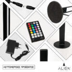GloboStar® ALIEN-DIVA-BLACK-50-8 ALIEN Design DIVA Μοντέρνο Minimal Nordic Μεταλλικό Φωτιστικό Επιτραπέζιο - Πορτατίφ - Λαμπατέρ Μαύρο LED 8W 800lm με Ασύρματο Χειριστήριο RF & Dimmer IP20 Πολύχρωμο RGB Μ3 x Π1.6 x Υ50cm - Image 5