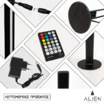 GloboStar® ALIEN-DIVA-BLACK-50-9 ALIEN Design DIVA Μοντέρνο Minimal Nordic Μεταλλικό Φωτιστικό Επιτραπέζιο - Πορτατίφ - Λαμπατέρ Μαύρο LED 10W 1500lm με Ασύρματο Χειριστήριο RF & Dimmer IP20 Πολύχρωμο + CCT - RGBW + WW Μ3 x Π1.6 x Υ50cm - Image 5