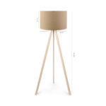 GloboStar® SAGA 204-0043 Μοντέρνο Eπιδαπέδιο Φωτιστικό Μονόφωτο 1 x E27 IP20 Μπεζ Ξύλο με Μπεζ Ύφασμα - Μ38 x Π38 x Υ140cm - Image 8
