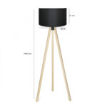 GloboStar® SAGA 204-0041 Μοντέρνο Eπιδαπέδιο Φωτιστικό Μονόφωτο 1 x E27 IP20 Μπεζ Ξύλο με Μαύρο Ύφασμα - Μ38 x Π38 x Υ140cm - Image 8