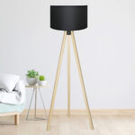 GloboStar® SAGA 204-0041 Μοντέρνο Eπιδαπέδιο Φωτιστικό Μονόφωτο 1 x E27 IP20 Μπεζ Ξύλο με Μαύρο Ύφασμα - Μ38 x Π38 x Υ140cm - Image 9