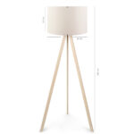 GloboStar® SAGA 204-0046 Μοντέρνο Eπιδαπέδιο Φωτιστικό Μονόφωτο 1 x E27 IP20 Μπεζ Ξύλο με Λευκό Ύφασμα - Μ38 x Π38 x Υ140cm - Image 8