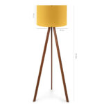 GloboStar® SAGA 204-0033 Μοντέρνο Eπιδαπέδιο Φωτιστικό Μονόφωτο 1 x E27 IP20 Καρυδί Ξύλο με Κίτρινο Ύφασμα - Μ38 x Π38 x Υ140cm - Image 8