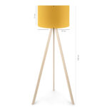 GloboStar® SAGA 204-0045 Μοντέρνο Eπιδαπέδιο Φωτιστικό Μονόφωτο 1 x E27 IP20 Μπεζ Ξύλο με Κίτρινο Ύφασμα - Μ38 x Π38 x Υ140cm - Image 8