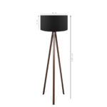 GloboStar® SAGA 204-0038 Μοντέρνο Eπιδαπέδιο Φωτιστικό Μονόφωτο 1 x E27 IP20 Καρυδί Ξύλο με Μαύρο Ύφασμα - Μ38 x Π38 x Υ140cm - Image 8
