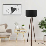 GloboStar® SAGA 204-0038 Μοντέρνο Eπιδαπέδιο Φωτιστικό Μονόφωτο 1 x E27 IP20 Καρυδί Ξύλο με Μαύρο Ύφασμα - Μ38 x Π38 x Υ140cm - Image 9