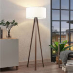 GloboStar® SAGA 204-0032 Μοντέρνο Eπιδαπέδιο Φωτιστικό Μονόφωτο 1 x E27 IP20 Καρυδί Ξύλο με Λευκό Ύφασμα - Μ38 x Π38 x Υ140cm - Image 9