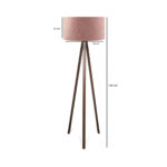 GloboStar® SAGA 204-0049 Μοντέρνο Eπιδαπέδιο Φωτιστικό Μονόφωτο 1 x E27 IP20 Καρυδί Ξύλο με Ροζ Χρυσό Ύφασμα - Μ38 x Π38 x Υ140cm - Image 8