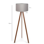 GloboStar® SAGA 204-0036 Μοντέρνο Eπιδαπέδιο Φωτιστικό Μονόφωτο 1 x E27 IP20 Καρυδί Ξύλο με Γκρι Ύφασμα - Μ38 x Π38 x Υ140cm - Image 8
