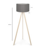 GloboStar® SAGA 204-0048 Μοντέρνο Eπιδαπέδιο Φωτιστικό Μονόφωτο 1 x E27 IP20 Μπεζ Ξύλο με Γκρι Ύφασμα - Μ38 x Π38 x Υ140cm - Image 8