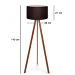 GloboStar® SAGA 204-0034 Μοντέρνο Eπιδαπέδιο Φωτιστικό Μονόφωτο 1 x E27 IP20 Καρυδί Ξύλο με Καφέ Ύφασμα - Μ38 x Π38 x Υ140cm - Image 8