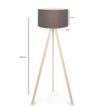 GloboStar® SAGA 204-0044 Μοντέρνο Eπιδαπέδιο Φωτιστικό Μονόφωτο 1 x E27 IP20 Μπεζ Ξύλο με Γκρι Ύφασμα - Μ38 x Π38 x Υ140cm - Image 8