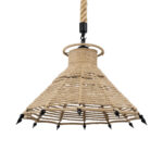 GloboStar® OZERO 01603 Boho Κρεμαστό Φωτιστικό Καμπάνα Μονόφωτο 1 x E27 IP20 Μπεζ Σχοινί - Μ41 x Π41 x Y28cm