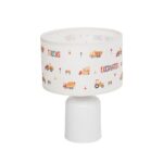 GloboStar® EXCAVATOR 204-0027 Παιδικό Eπιτραπέζιο Φωτιστικό Φιγούρα Μονόφωτο 1 x E27 IP20 Λευκό Ύφασμα - Μ24 x Π24 x Υ32cm