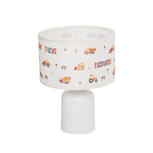 GloboStar® EXCAVATOR 204-0027 Παιδικό Eπιτραπέζιο Φωτιστικό Φιγούρα Μονόφωτο 1 x E27 IP20 Λευκό Ύφασμα - Μ24 x Π24 x Υ32cm