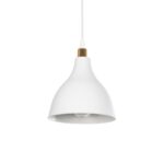 GloboStar® RADE 203-0125 Μοντέρνο Κρεμαστό Φωτιστικό Καμπάνα Μονόφωτο 1 x E27 IP20 Λευκό με Χρυσό Πλαστικό - Μ17.5 x Π17.5 x Υ56cm