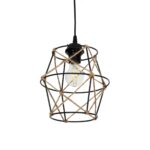 GloboStar® SOLON 201-0088 Vintage Κρεμαστό Φωτιστικό Πλέγμα Μονόφωτο 1 x E27 IP20 Μαύρο Μέταλλο -  Μ22 x Π22 x Υ86cm