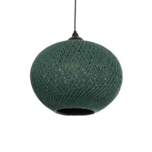 GLOBOSTAR® SOLEI 205-0014 Boho Κρεμαστό Φωτιστικό Οροφής με Ντουί 1 x E27 AC 220-240V IP20 - Πράσινο - M30 x Π30 x Υ35cm