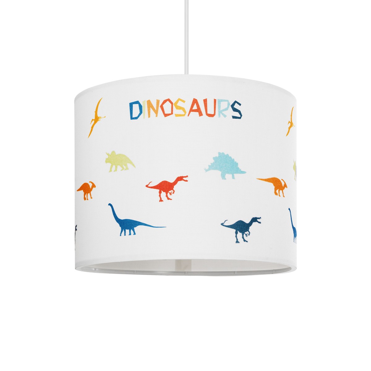 GloboStar® DINO 204-0014 Παιδικό Κρεμαστό Φωτιστικό Φιγούρα Μονόφωτο 1 x E27 IP20 Λευκό Ύφασμα - Μ30 x Π30 x Υ70cm