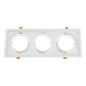 GloboStar® VITA 77856 Χωνευτό Κινούμενο Τριπλο Τετράγωνο Σποτ Οροφής για Λάμπα AR111 - IP20 - Χυτό Αλουμίνιο - M48.7 x Π18.7 x Y5.5cm - Λευκό - 5 Χρόνια Εγγύηση