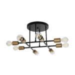 GloboStar® BLAZEA 201-0064 Vintage Οροφής Πλέγμα Πολύφωτο 8 x E27 IP20 Μπρονζέ με Μαύρο Μέταλλο - Μ40 x Π40 x Υ25cm