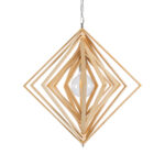 GloboStar® OCTAVE 01431 Μοντέρνο Κρεμαστό Φωτιστικό Οροφής Μονόφωτο 1 x E27 IP20 Μπεζ Ξύλο - Μ64 x Π64 x Y66cm
