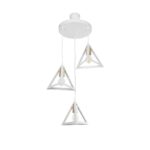 GloboStar® TRIANGLE 203-0166 Μοντέρνο Κρεμαστό Φωτιστικό Καμπάνα Τρίφωτο 3 x E27 IP20 Λευκό με Χρυσό Πλαστικό - Μ50 x Π50 x Υ80cm
