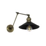 GloboStar® HAWK 204-0114 Μοντέρνο Επιτοίχειο Φωτιστικό Απλίκα Μονόφωτο 1 x E27 IP20 Χρυσό Μέταλλο με Μαύρο Πλαστικό - Μ21,5 x Π21,5 x Υ52cm