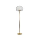 GloboStar® ALES 204-0192 Μοντέρνο Φωτιστικό Δαπέδου  Μονόφωτο 1 x E27 AC 220-240V IP20 Μπεζ & Χρυσό - Μ40 x Π40 x Υ150cm