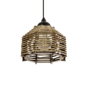 GLOBOSTAR® JUTTO 205-0040 Boho Κρεμαστό Φωτιστικό Οροφής με Ντουί 1 x E27 AC 220-240V IP20 - Μπεζ - M20 x Π20 x Υ18cm