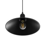 GloboStar® FERRO 203-0084 Μοντέρνο Κρεμαστό Φωτιστικό Καμπάνα Μονόφωτο 1 x E27 IP20 Μαύρο Πλαστικό - Μ30 x Π30 x Υ90cm - Image 5