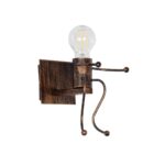 GloboStar® LITTLE MAN 01592 Μοντέρνο Επιτοίχιο Φωτιστικό Απλίκα Μονόφωτο 1 x E27 IP20 Χάλκινο Μέταλλο - Μ12 x Π19 x Υ17cm