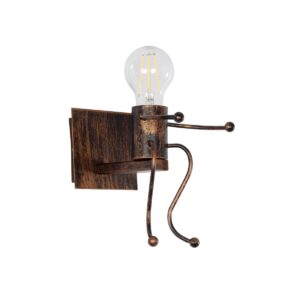 GloboStar® LITTLE MAN 01592 Μοντέρνο Επιτοίχιο Φωτιστικό Απλίκα Μονόφωτο 1 x E27 IP20 Χάλκινο Μέταλλο - Μ12 x Π19 x Υ17cm