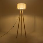 GloboStar® SAGA 204-0047 Μοντέρνο Eπιδαπέδιο Φωτιστικό Μονόφωτο 1 x E27 IP20 Μπεζ Ξύλο με Πράσινο Ύφασμα - Μ38 x Π38 x Υ140cm