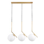 GloboStar® MONROE 00955 Μοντέρνο Κρεμαστό Φωτιστικό Ράγα Τρίφωτο 3 x E27 IP20 Χρυσό Μέταλλο με Λευκό Γυαλί - Μ74 x Π25 x Υ50cm