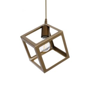 GloboStar® DISE 201-0055 Μοντέρνο Κρεμαστό Φωτιστικό Κύβος Μονόφωτο 1 x E27 IP20 Λευκό Μέταλλο - Μ18 x Π18 x Υ68cm