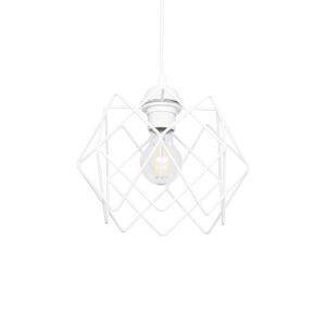 GloboStar® VORTEX 203-0001 Mοντέρνο Κρεμαστό Φωτιστικό Πλέγμα Μονόφωτο 1 x E27 IP20 Λευκό Μέταλλο - Μ23.5 x Π23.5 x Υ20cm