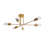 GloboStar® SPIDI 203-0114 Μοντέρνο Φωτιστικό Οροφής Πλέγμα Πολύφωτο 6 x E27 IP20 Ροζ Χρυσό Μέταλλο - Μ61 x Π61 x Υ37cm